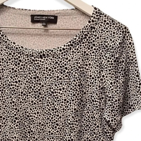 JONES NEW YORK COLLECTION EUC WOMENS LEOPARD TOP SHIRT SUMMER TOPS BLOUSE SIZE L - Picture 2 of 5